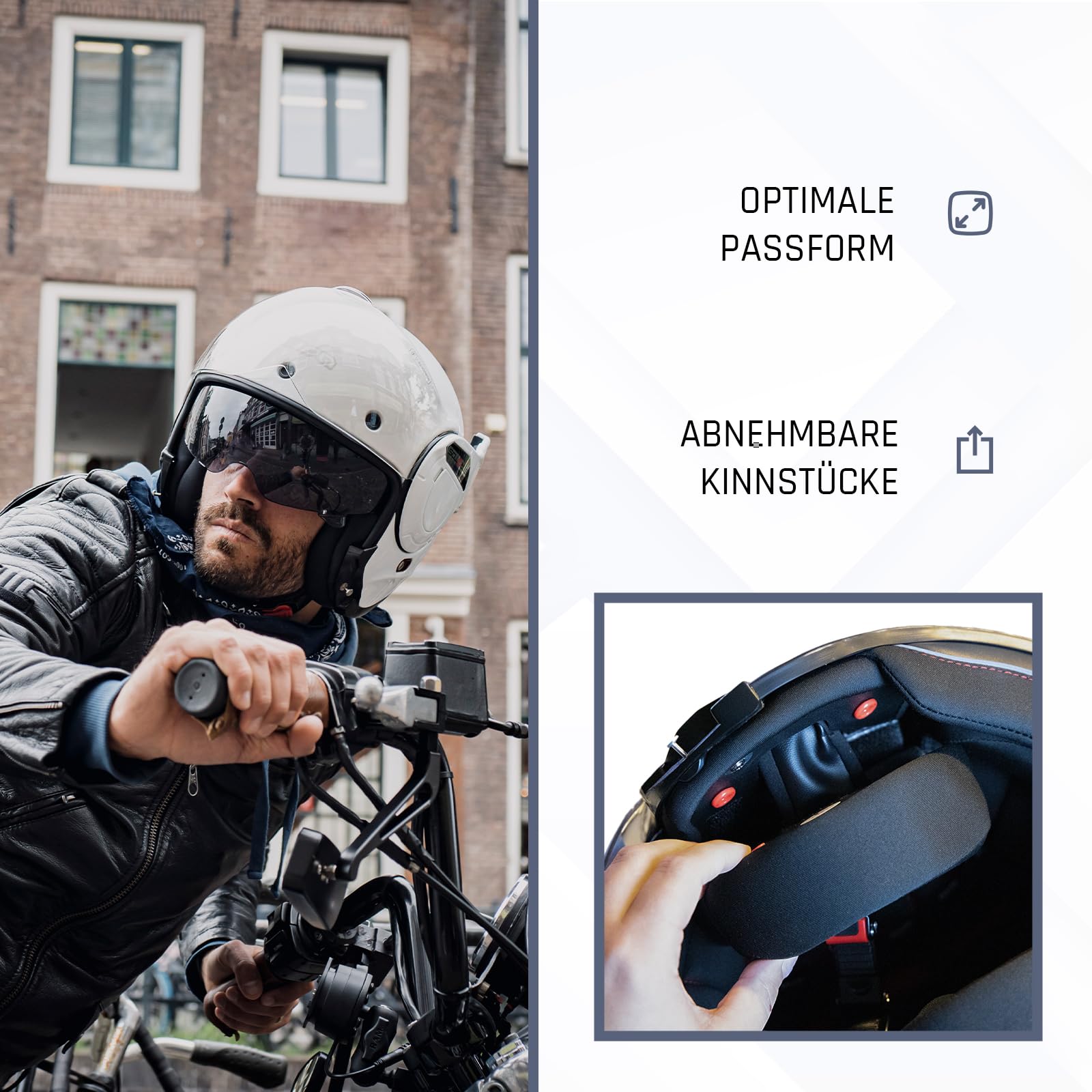 BEON Stratos Motorradhelm - Systemhelm Klapphelme mit Visier und Sonnenblende - Rollerhelm Sonnenblende - Motorrad Helm Damen & Herren - Integralhelm 180° Klappbar - Anti-Kratz-Visier - S