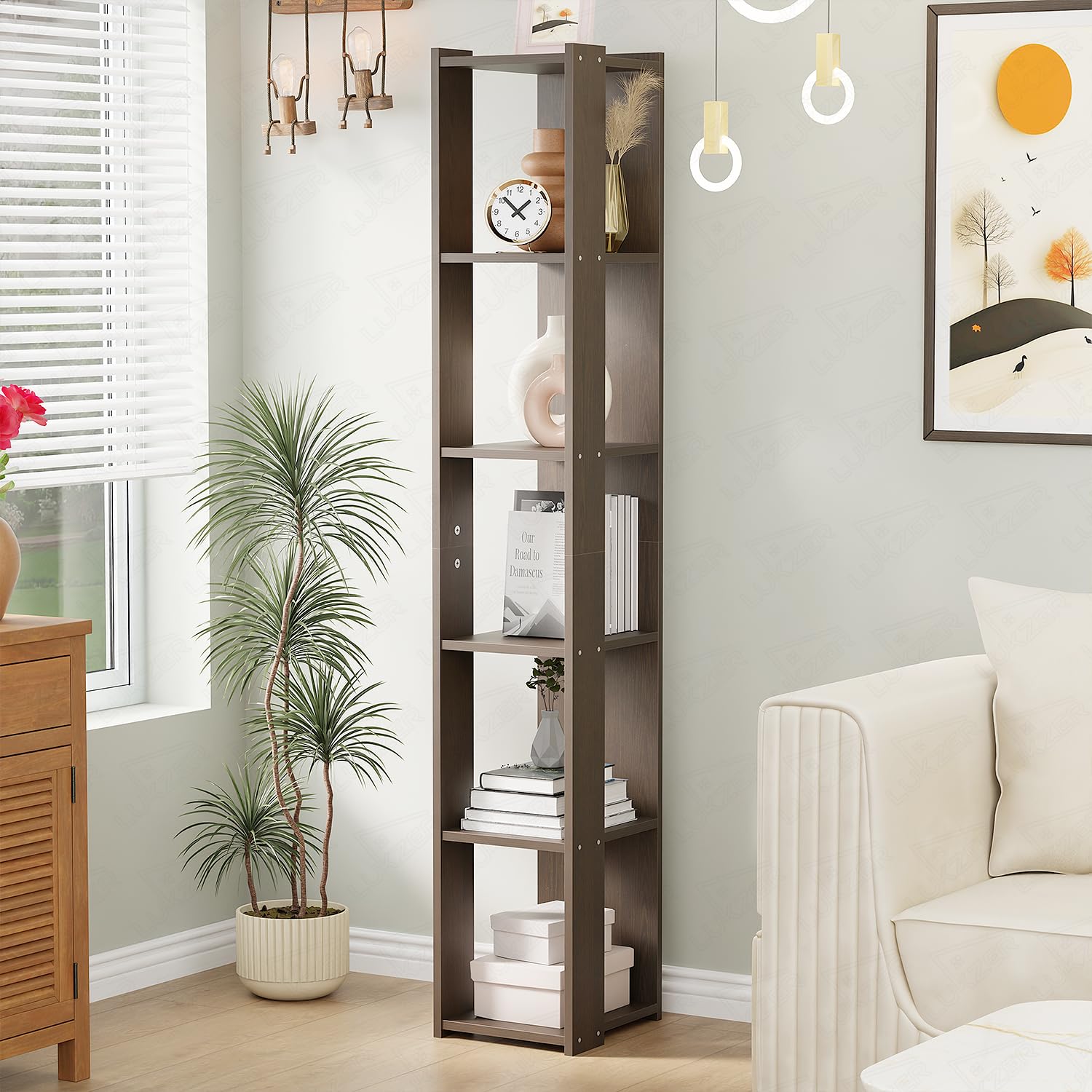 Lukzer Multipurpose Bookshelf | MR-019/Wenge | Multipurpose Rack for Storage | Engineered Wood | for Living Room,Bedroom,Office,Retail Shop | Stylish Rack | Rustproof | 160x31x26 cm | Made in India