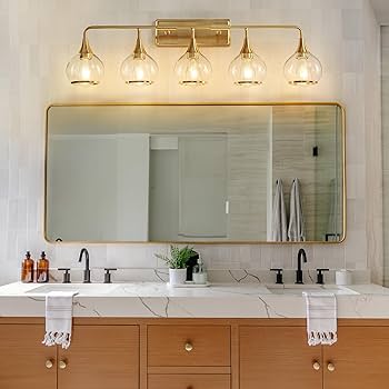 HAHZT Gold Bathroom Vanity Light 5-Lights Bathroom Light