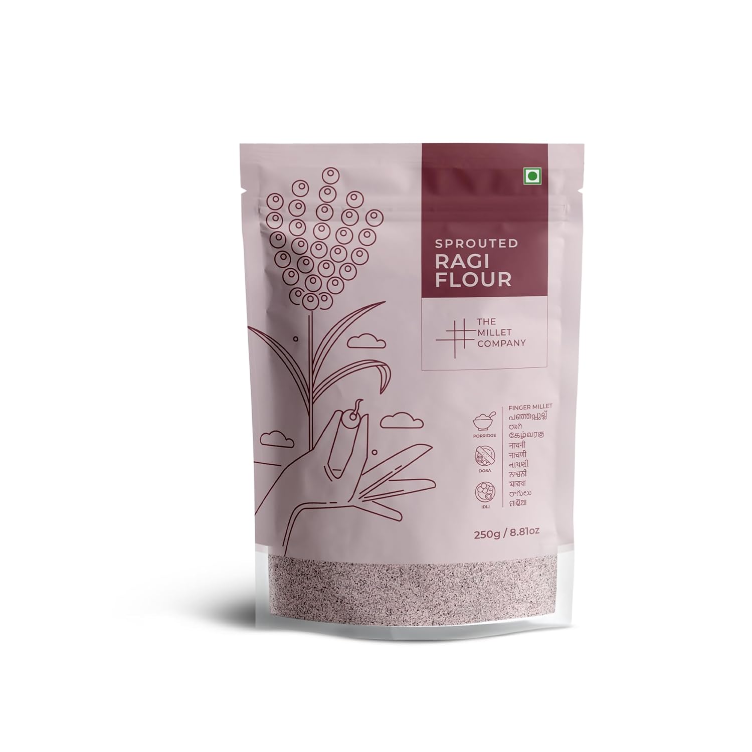 The Millet Company Sprouted Ragi Flour, No added Sugar, Stone-ground (250)