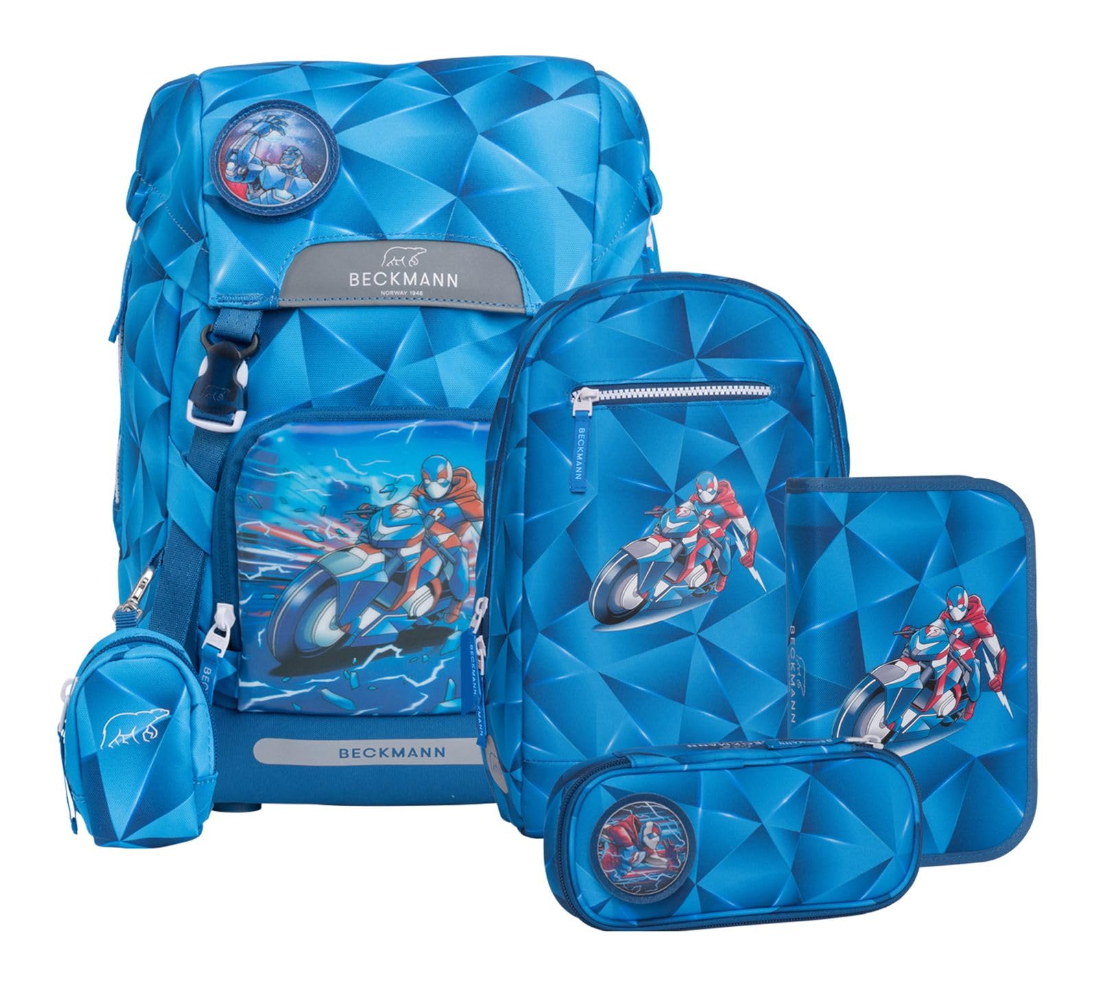 Beckmann Schulranzen Classic Schoolbag Set 6-teilig 22L Blue Lightning blau