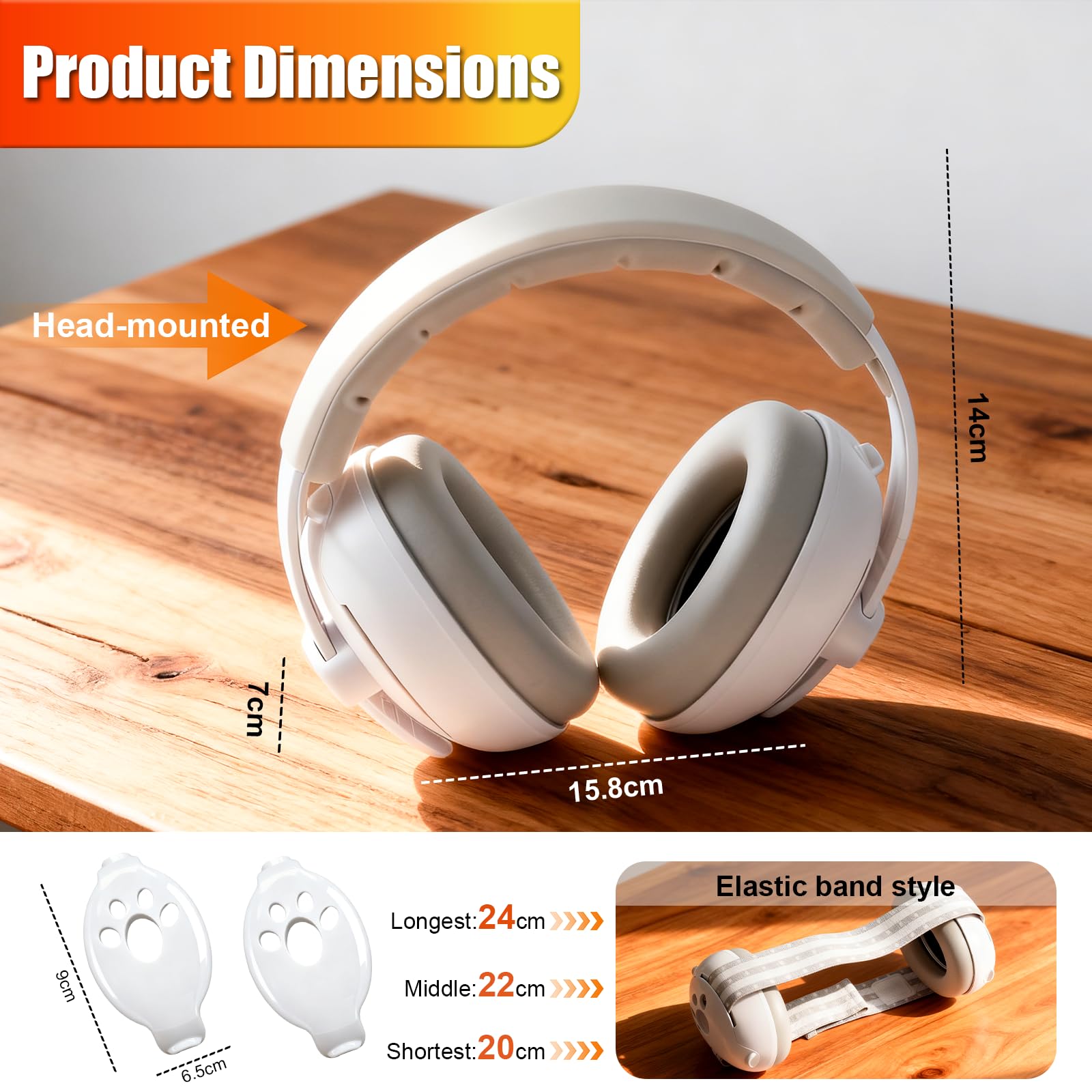 2 in 1 Cuffie Neonato Antirumore 25dB, per Protezione dal Rumore, Regolabili Cuffie Protezione Dormire Bambini, Protettori Acustici per Neonati, per Bambini da 0 a 48 Mesi, per il Sonno, Viaggi