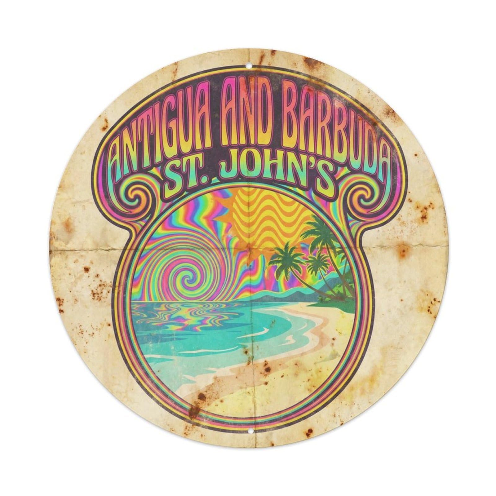 Tropical Coast Antigua And Barbuda Saint John Metal Tin Sign