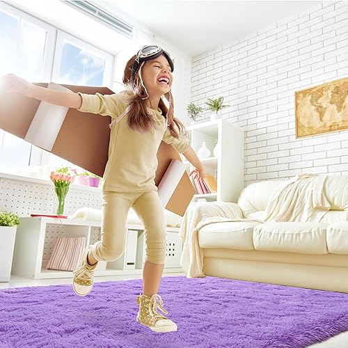 Miniatura 66 de Toneed Alfombra esponjosa para dormitorio, sala de estar, 6 x 9 pies, color beige, alfombra lanuda súper suave y moderna, alfombra de felpa mullida