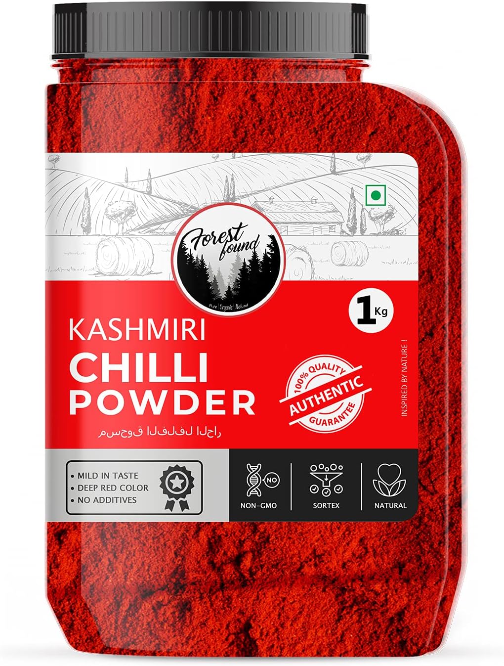 Forest Found Kashmiri Red Chilli Powder | Lal Mirch |Pure And Ready To Use | 100% Authentic,Mild,Deep Red Color (1kg)(packing may vary)