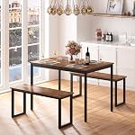 SogesHome Table à manger et chaises Ensemble de table à manger avec bancs Bar Set pour 4 Ensemble de dîner pour salle à manger Bistro Set, Brown, NSDCA-CZJYB-yzld01