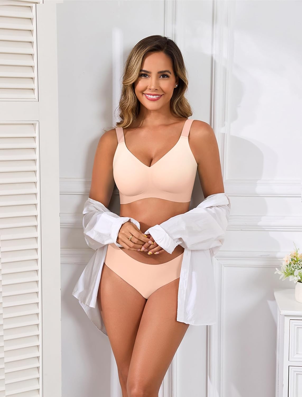 SHIJIALI Women's Wireless Bra Full-Coverage Comfort Breathable Seamless Lift for Everyday T-Shirt Wear Bra - Image 5