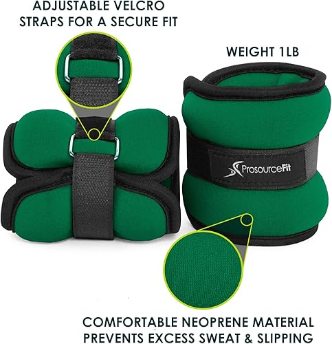 Miniatura 3 de ProsourceFit Juego de 2 pesas para tobillomuñeca y brazopierna, correa ajustable de 1 libra a 5 libras, peso ajustable de 15 libras para hombres y