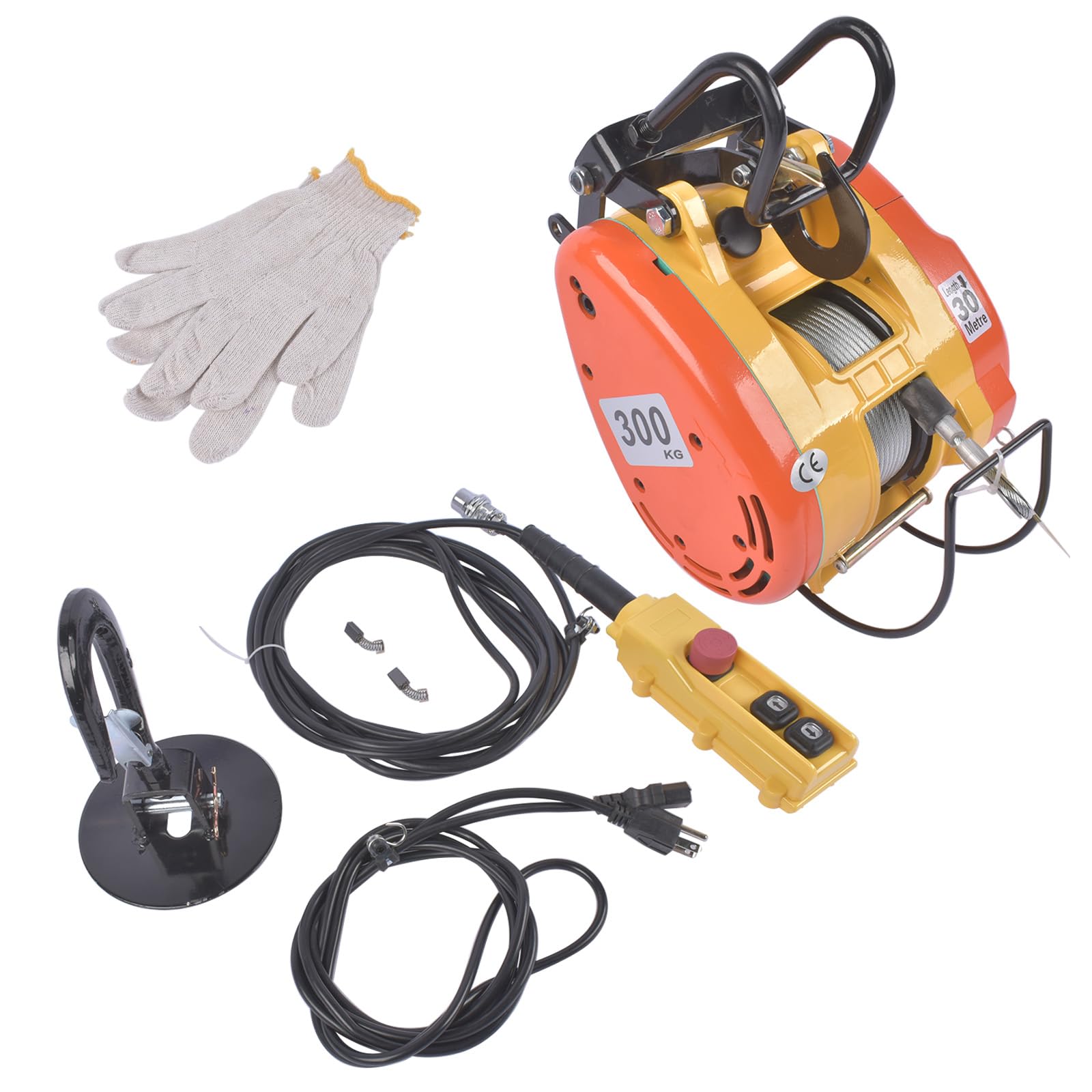 Portable Electric Hoist Winch 300 kg/660 lbs with 98ft/30 m Lift Height, Attic Lift Electric Hoist Lift with 19m/62.34ft/min Lifting Speed 110V (