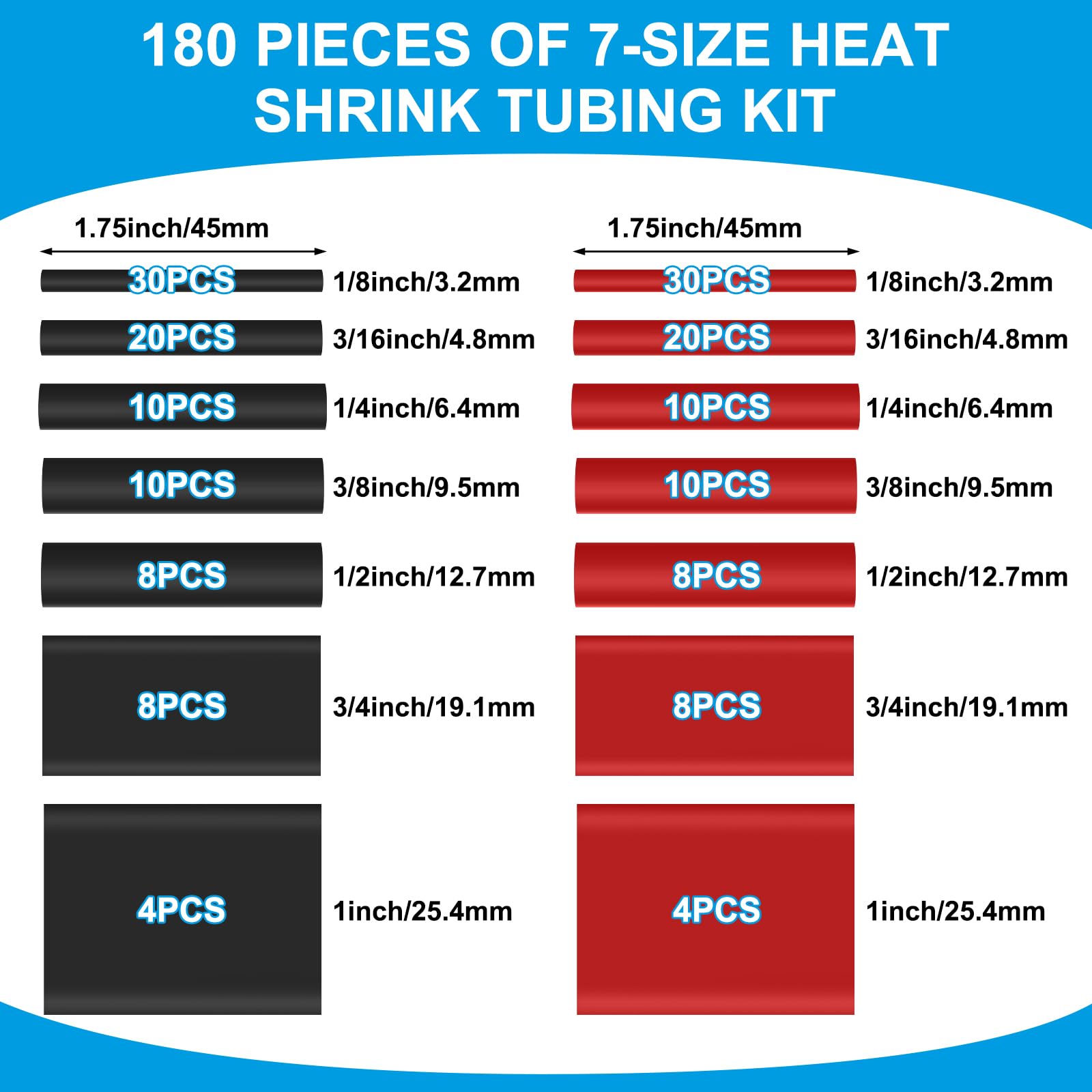 Mimorou Zestaw 400 łączników drutu lutowniczego z termokurczliwym pistoletem termicznym, wodoszczelne złącza lutownicze i 180 elementów, zestaw węży termokurczliwych 3: 2 do morskich (czarny, czerwony
