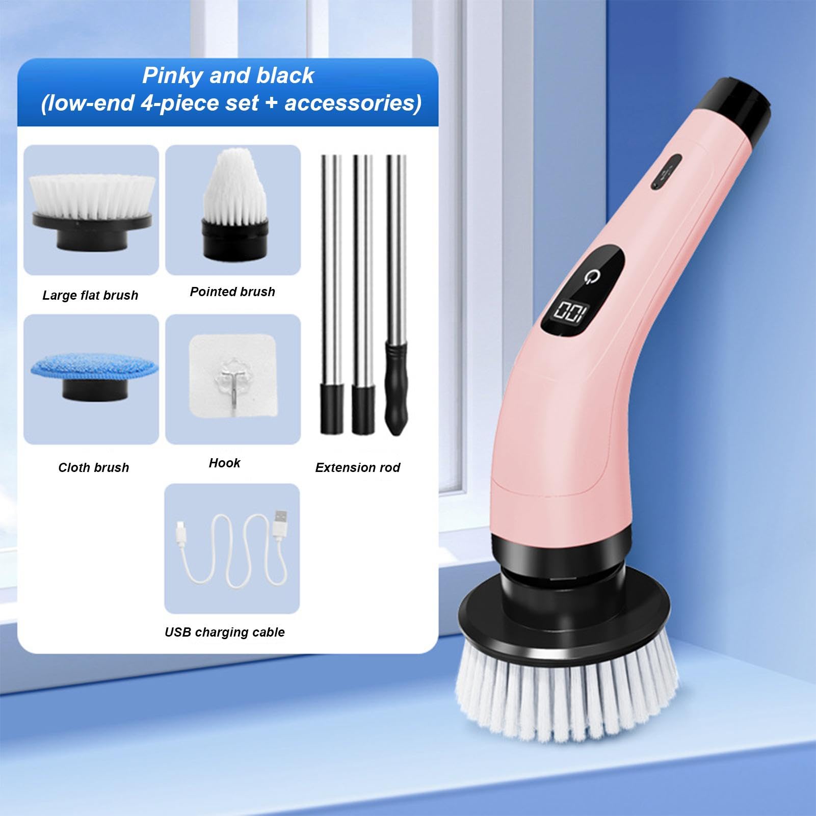 Spazzola Elettrica Rotante Spazzola Doccia con Display LED