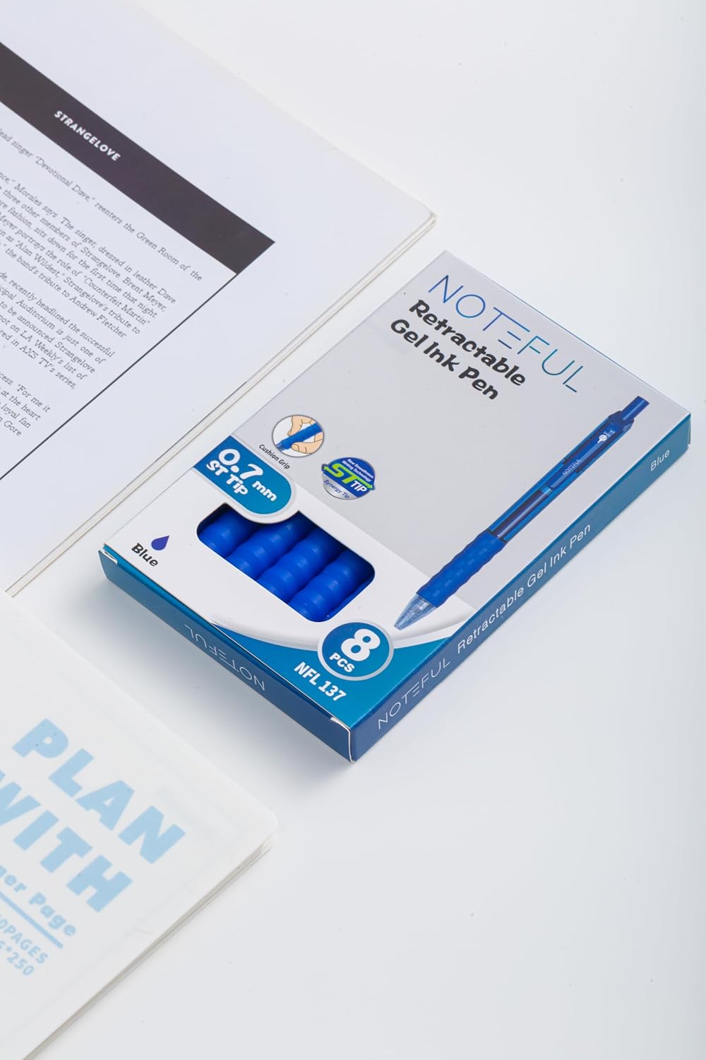 Blue Gel Ink Pens 8 Pack, 0.7mm Retractable ST Tip Pens, Soft Air Cushion Grip, Quick Dry Smooth Writing Pens for Office Work, School Supplies, Note Taking, Journaling and Daily Use image 5
