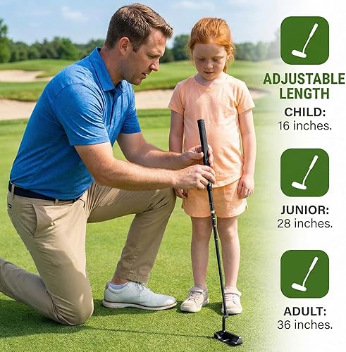 Miniatura 3 de WIGERLON Putter ajustable para niños y adultos, hombres y mujeres, mini palos de golf para niños 3-5, 5-7, 8-12, juego de mini golf con 4 pelotas de