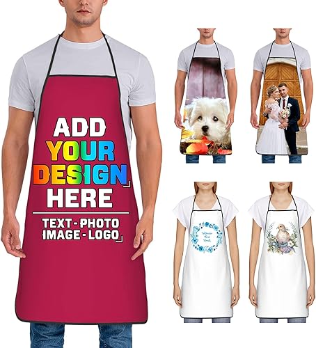 Miniatura 9 de Delantal personalizado para mujer, personalizado para añadir tu propio nombre, texto, logotipo, foto, chef, delantal de cocina para barbacoa