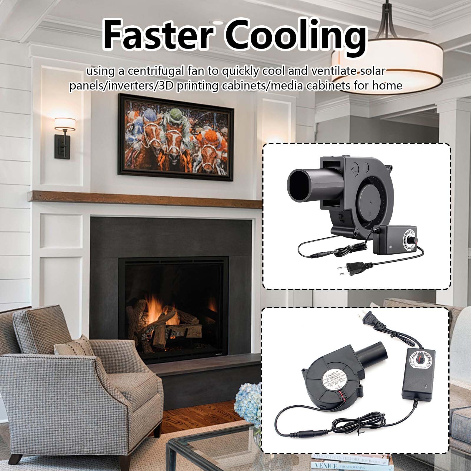 Ventilador Radial De 12 V, Ventilador De Refrigeración Ajustable Ventilador De Turbina De 220 V Con Controlador De Velocidad Para Picnic Calentadores De Camping Parrilla Estufa De Chimenea Inflable