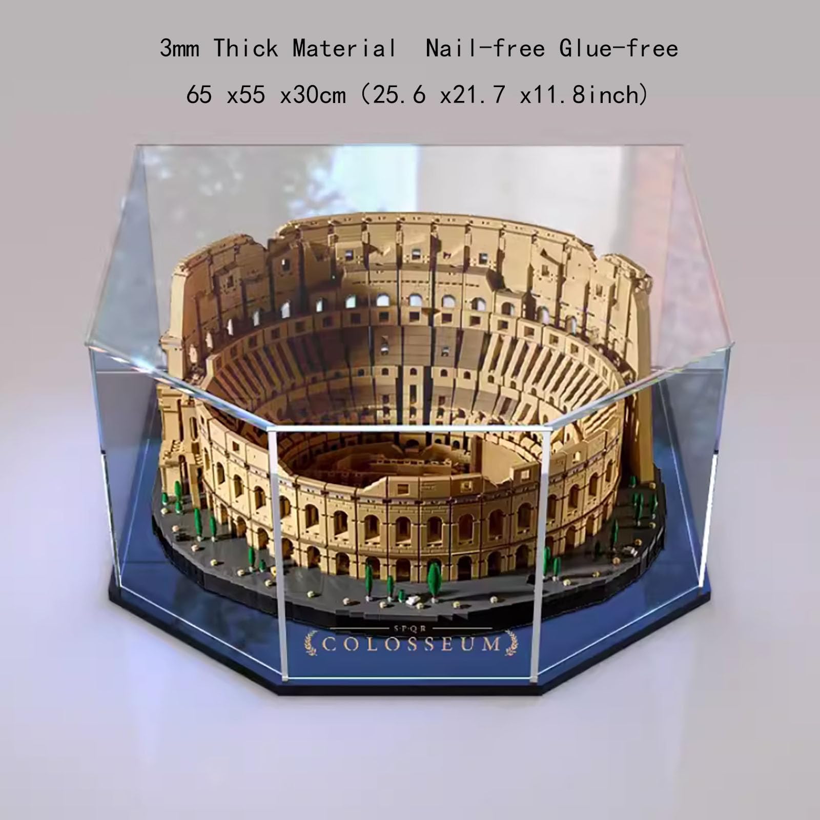Vetrina in acrilico per Lego 10276 Colosseo, scatola antipolvere, scatola portaoggetti, scatola trasparente, compatibile con Lego 10276 (solo custodia, nessun modello) (nero)