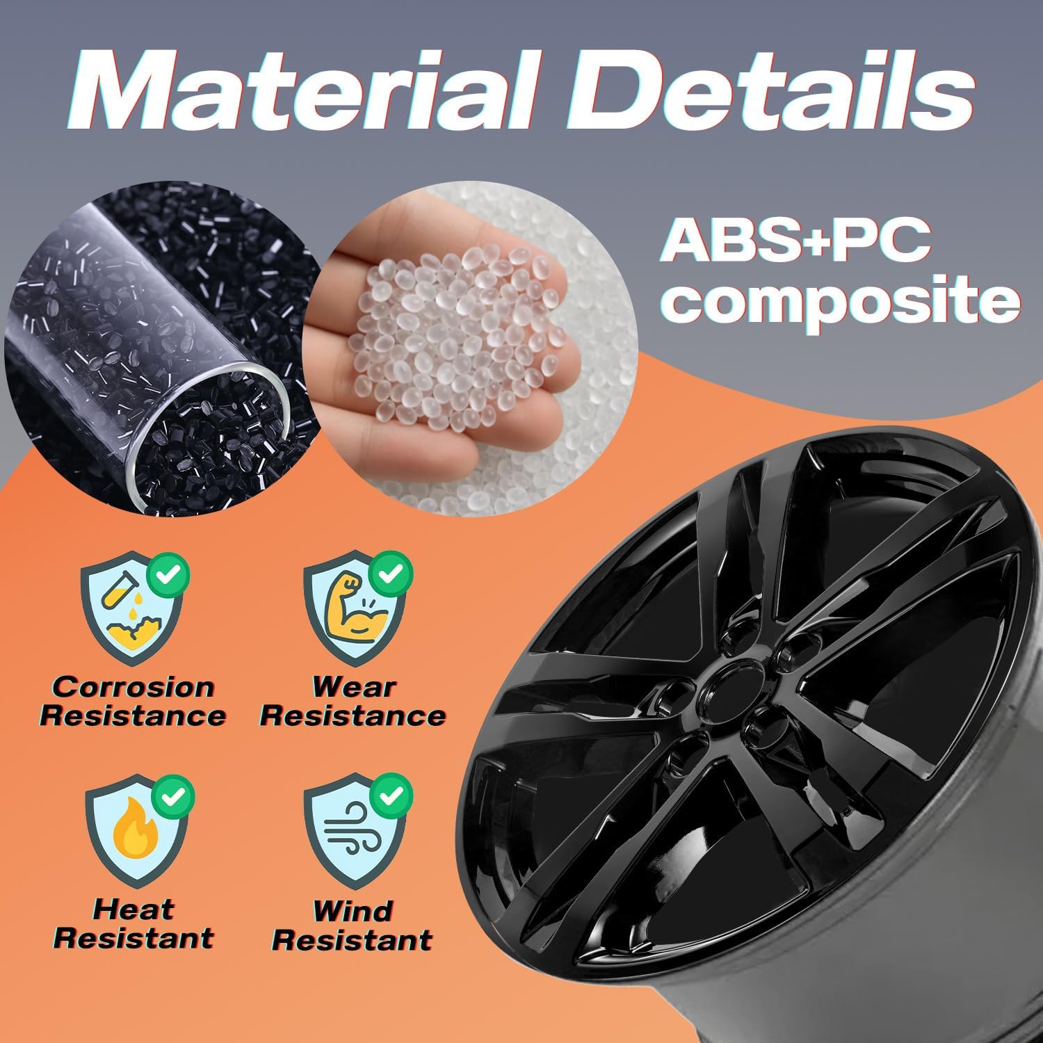 18 Inch Wheel Skins Compatible with 2020-2024 Ford Explorer XLT Factory Alloy Wheels, Glossy Black Color, Easy Snap-On Wheel Covers, Durable ABS Replacement Hubcaps Set of 4