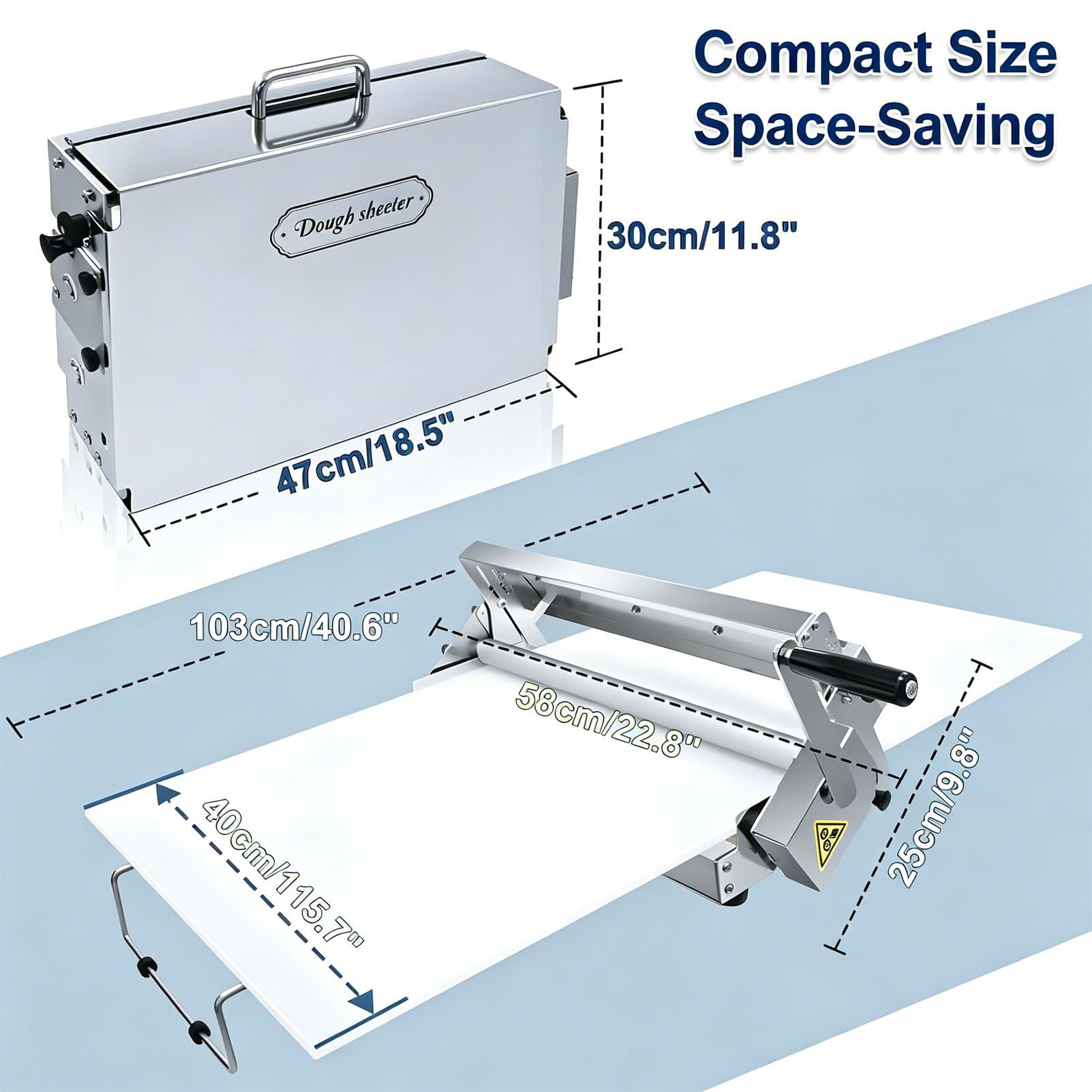 Espátula Manual Plegable de sobremesa Model-400 | Prensa multiusos de grosor ajustable para repostería casera, pizza, hojaldre, masa de dulces y mazapán