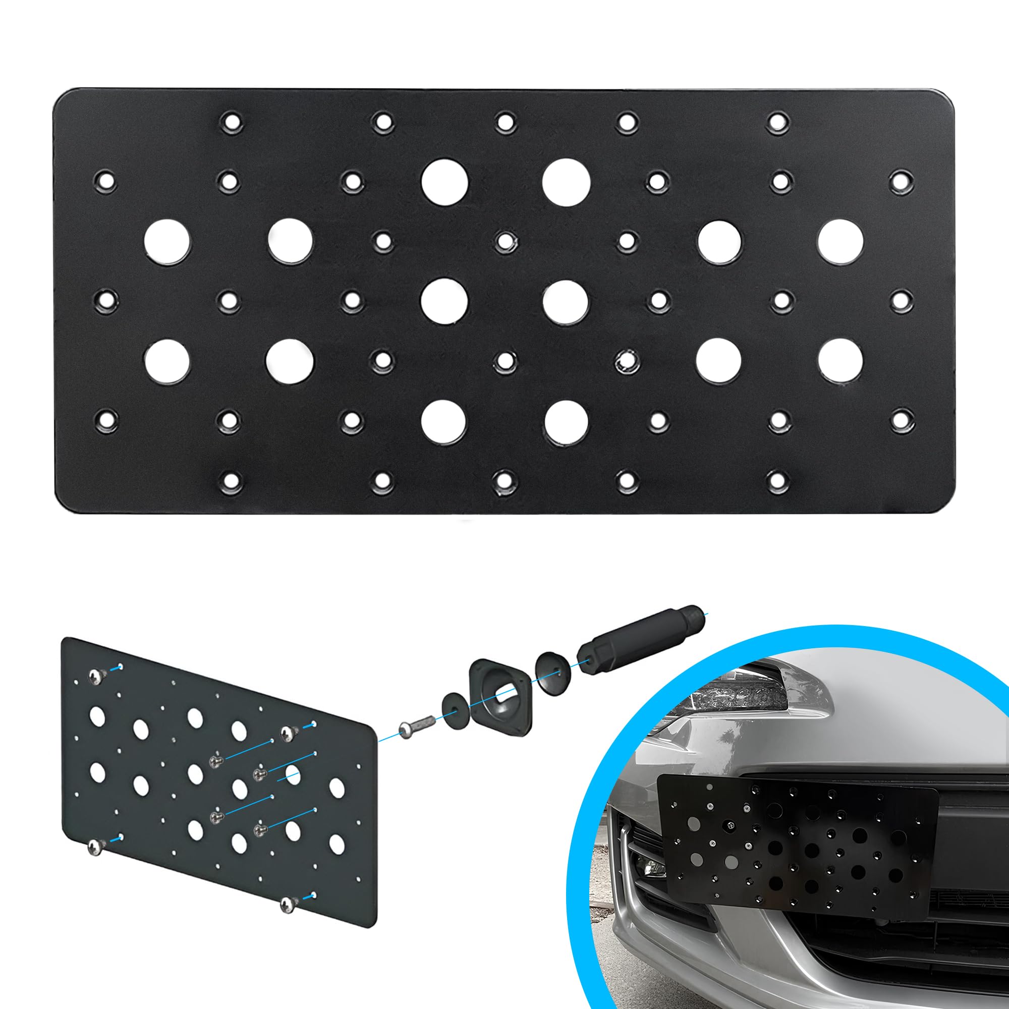 Amazon.com: Front Bumper Tow Hook License Plate Mount Bracket for
