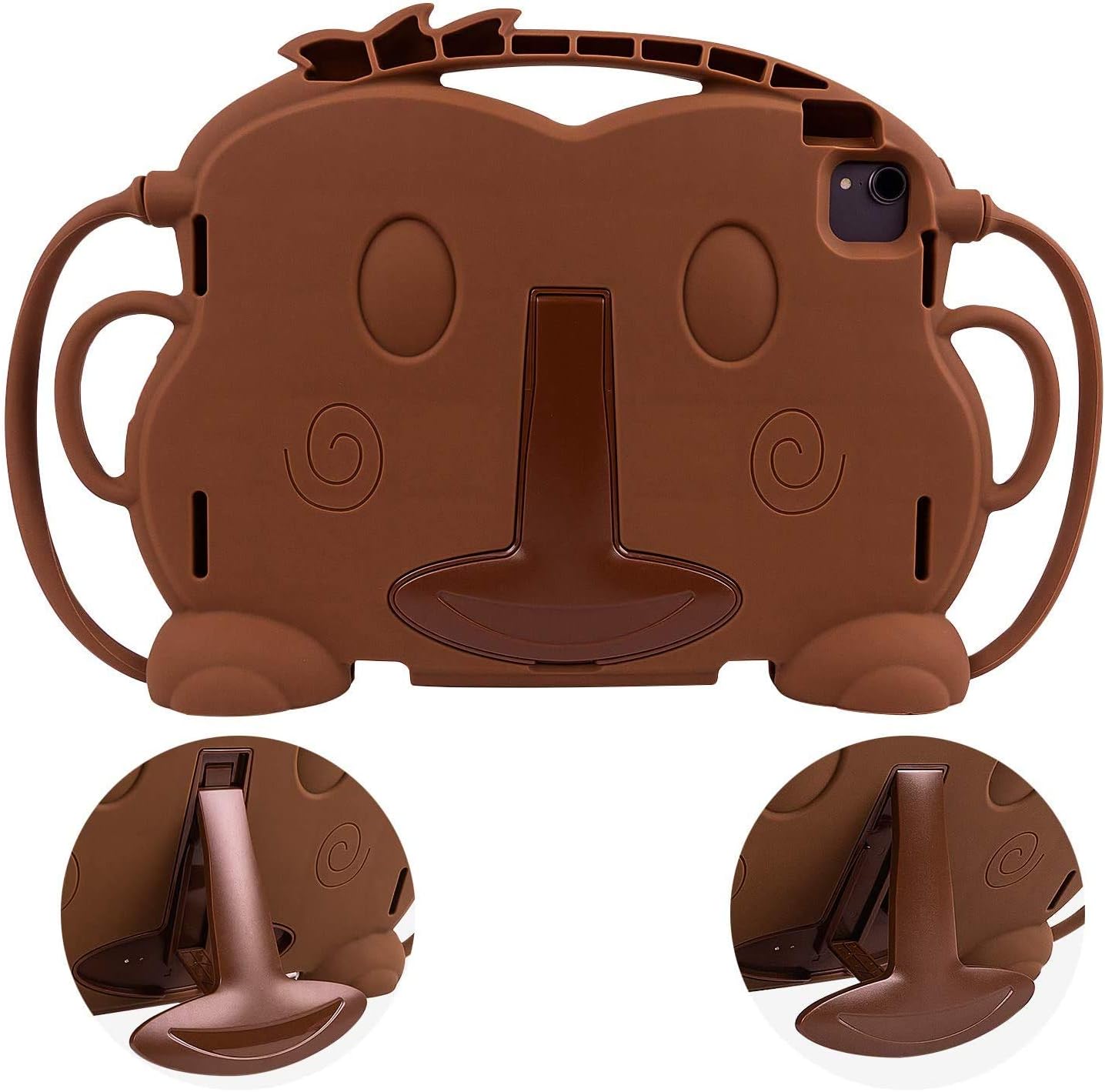 Monkey Kid Case Compatible for iPad Air 5/4 10.9 "2020 iPad Pro 11 Inch 2020 & 2018 Lovely Cartoon Shockproof Silicone Protective Convertible Handle Stand [BPA Free] (Brown)