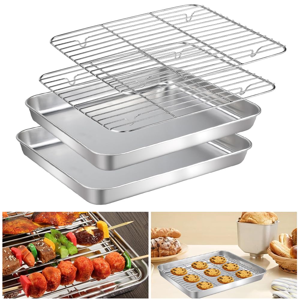 Teglia Da Forno In Acciaio Inox Wandefol - 26,5x20cm Con Griglia Di Raffreddamento