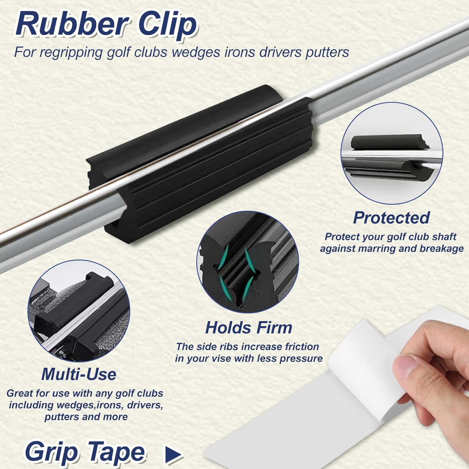 Golf Grip Kit for Regripping Golf Clubs 360° Swivel Table Vise Rubber Clamp Portable Golf Grip Removal Tool with Hook Blade Rubber Clamp Tapes Solvent Bench Vise Tape Remover for Golf Repair DIY Kit