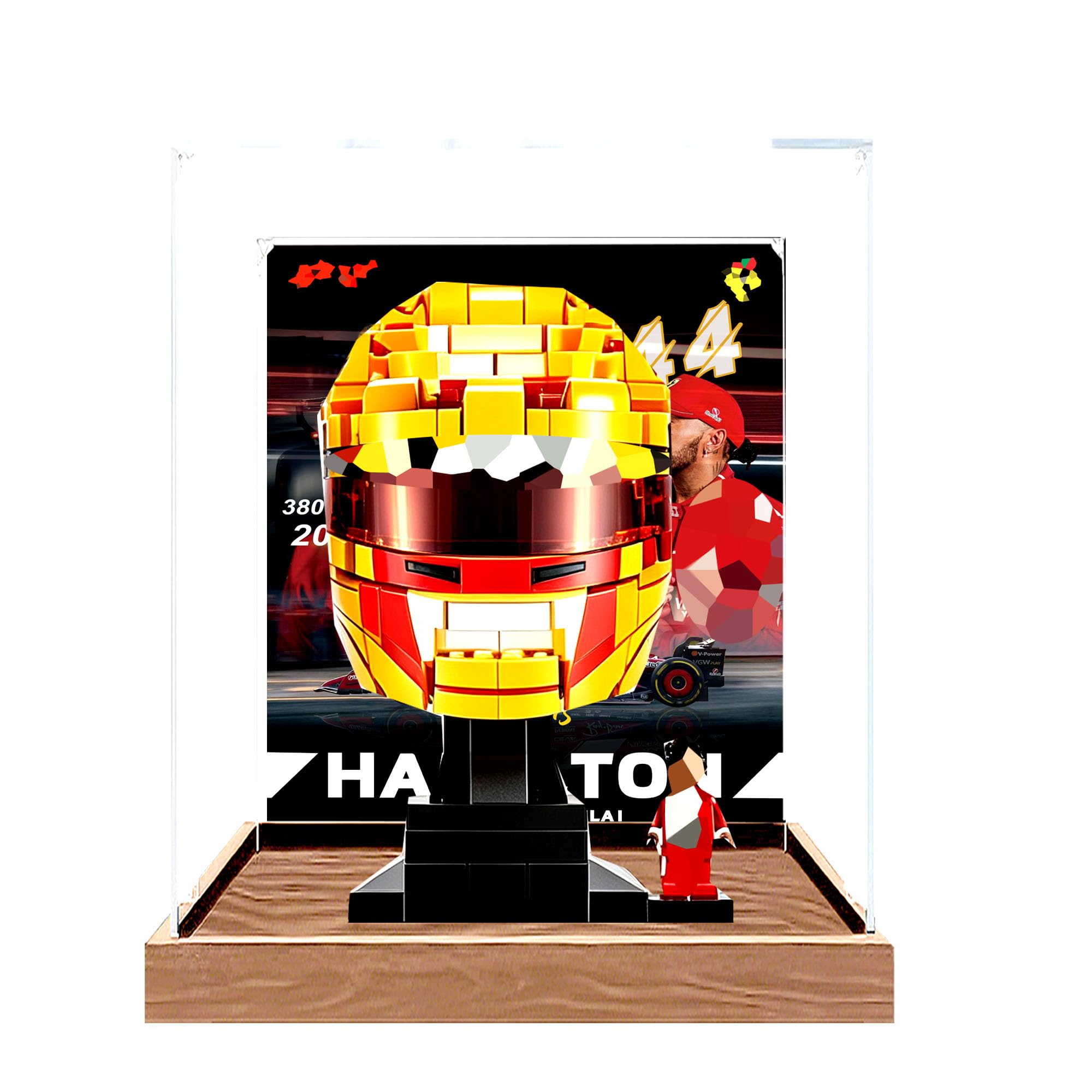 Ddxmml Background A Dustproof Display Case Compatible With Le-Go 43022 Helmet Sets (Background A)
