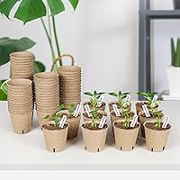 Vista 7 de 60 paquetes de macetas de turba de 3.15 pulgadas, macetas biodegradables para plántulas con agujeros de drenaje, macetas de vivero de germinación