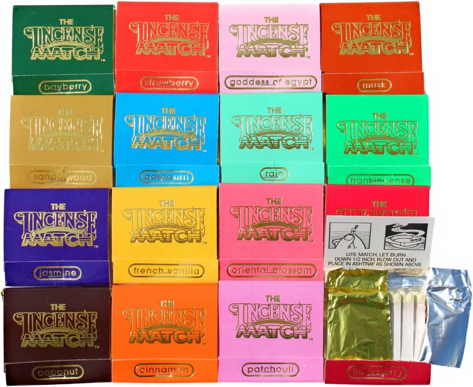 16 Pack Incense Matches: Variety Pack - Scented Bathroom Matches - Eliminates Bathroom Odors - Pleasant Incense - 30 Strikes per Matchbook, 480 Strikes per Purchase -Stocking Stuffer- Unique Gift