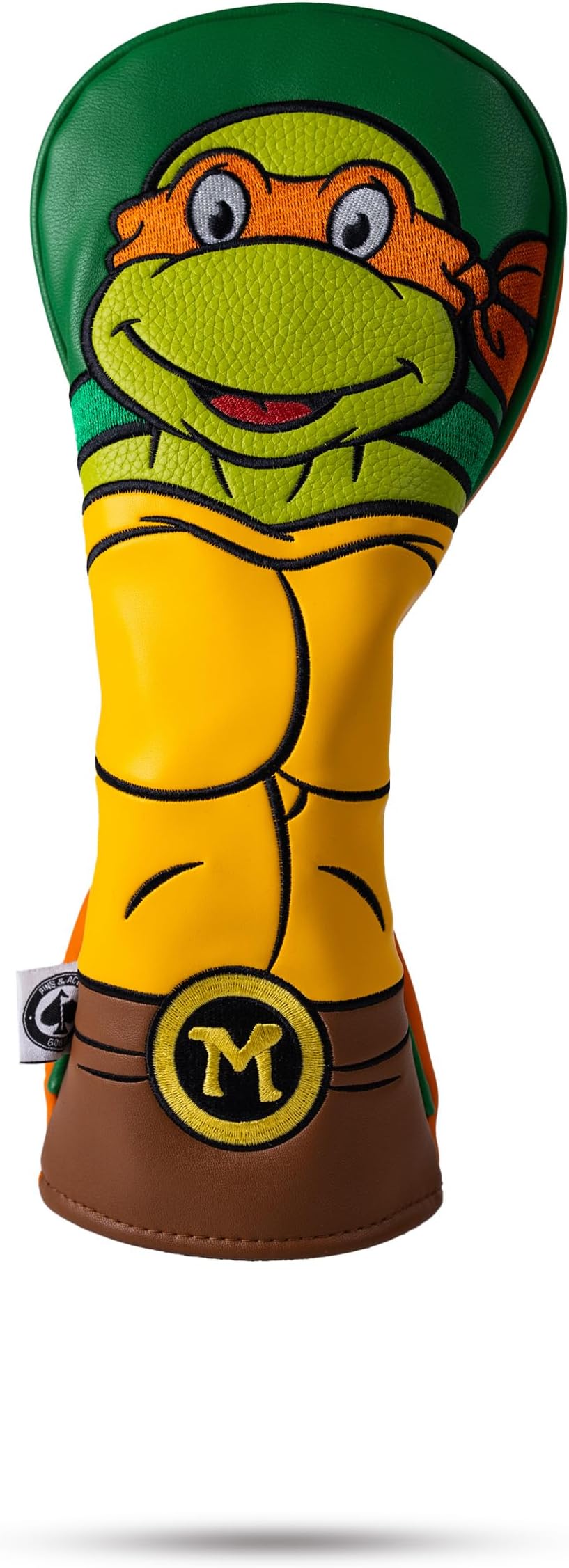 Pins & Aces TMNT Utility Head Cover - Premium, Hand-Made Leather Headcover - Teenage Mutant Ninja Turtle Head, Tour Quality Golf Club Cover - Style and Customize You Golf Bag