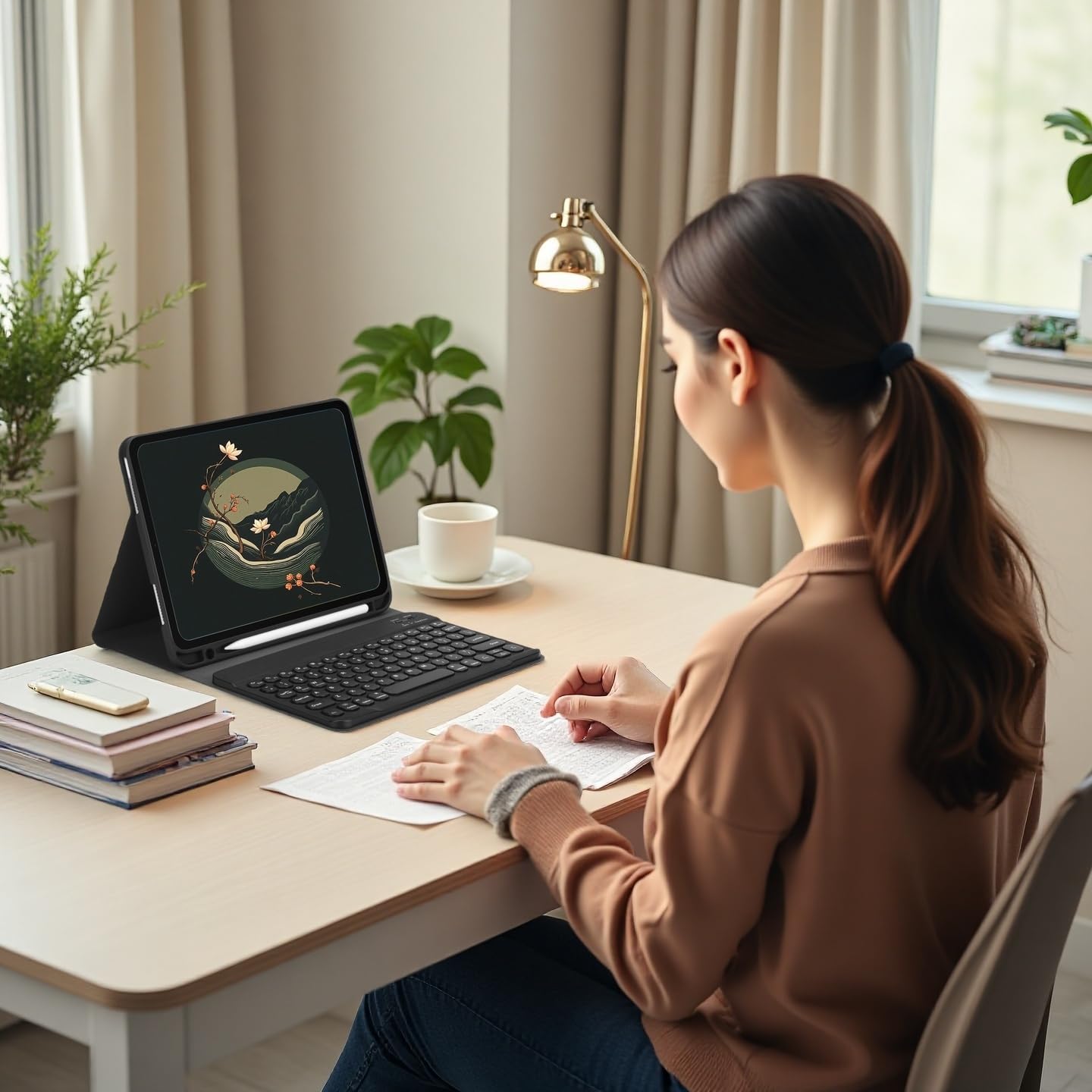 Compatible with Samsung Galaxy Tab A11 Plus 2025 / A9 Plus 2023 11 Inch Keyboard Case Detachable Bluetooth Round Key Wireless Keyboard with Pencil Holder. (Black, A11Plus / A9 Plus)