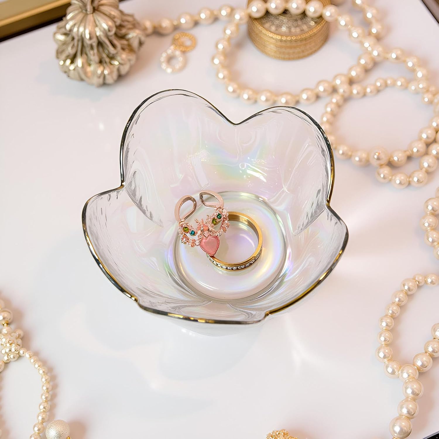Crystal Rainbow Flower Ring Dish Jewelry Tray image 5