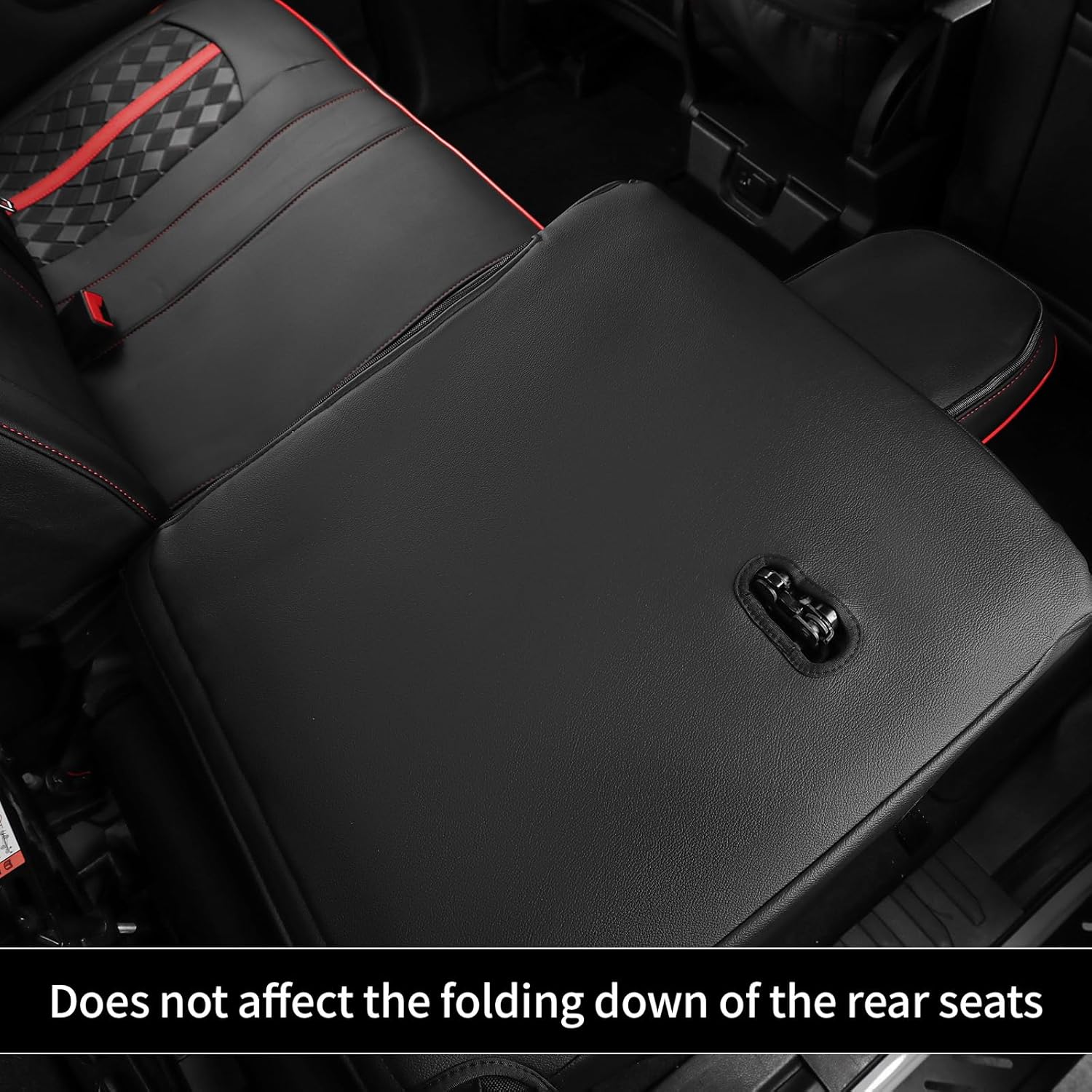 F150 Car Seat Covers Custom for Ford F-150 XL/XLT SuperCrew 2015-2020,F250/F350 XL/XLT CrewCab 2017-2022,w/No Rear Armrest,Waterproof Truck Seat Cover Full Set Nappa Lether(Black w Red Trim)