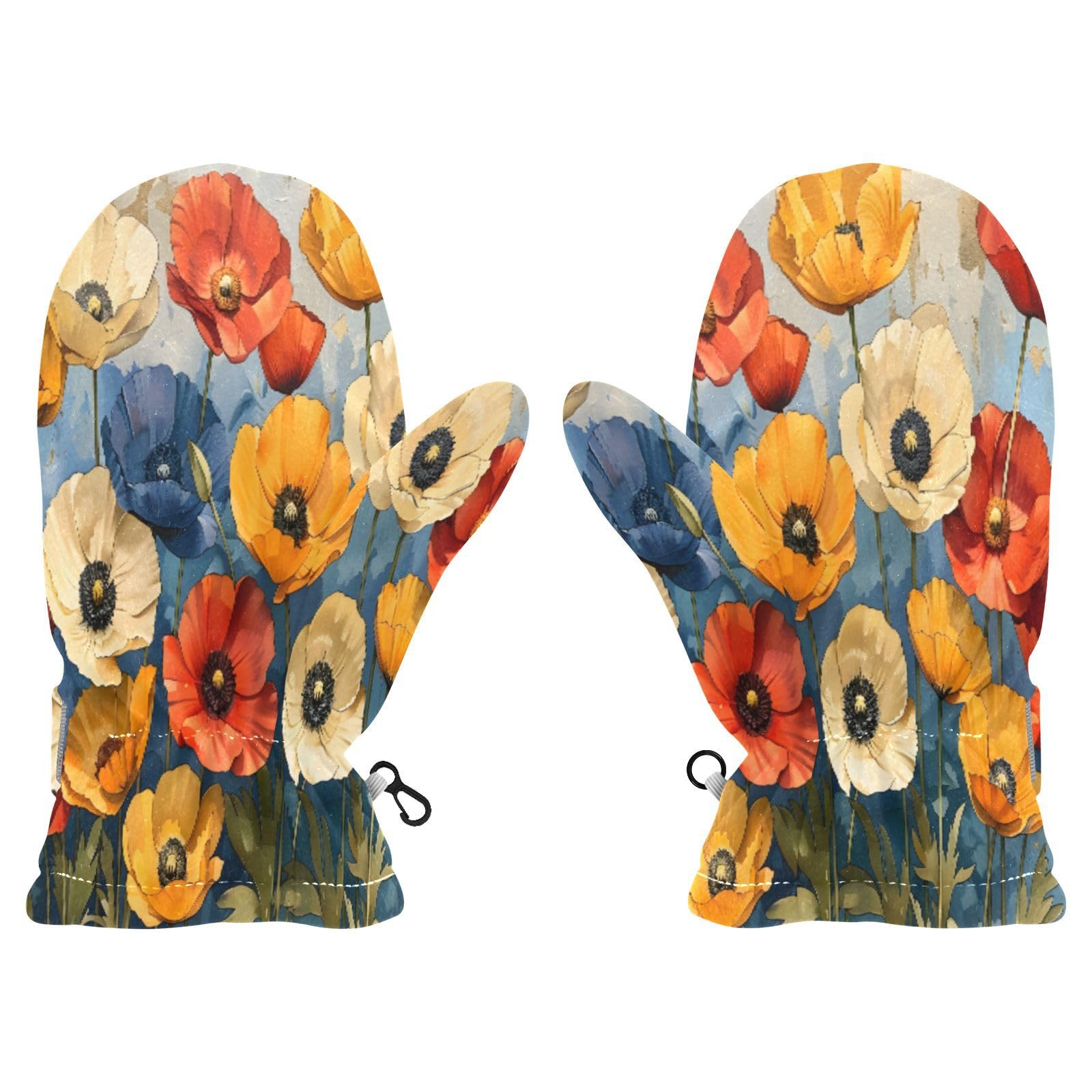Kid's Winter Gloves Children Warm Gloves Vibrant California Poppies for Boys Girl Age 2-4 Years