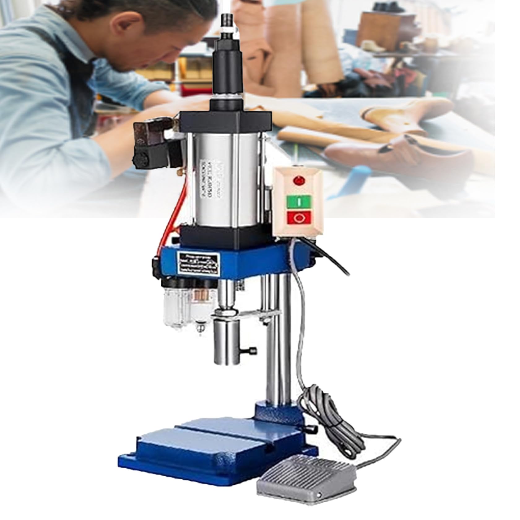 Prensa punzonadora neumática Industrial de Alta Resistencia: punzonadora Vertical de 200 kg con Pedal para Doblar, Prensa neumática de cilíndrica