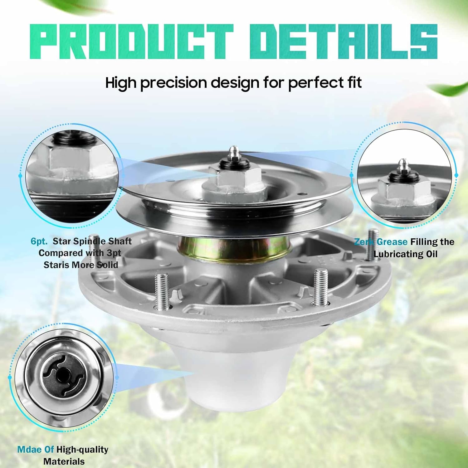 ILONPA Spindle Assembly for John Deere AM124339 AM141457 TCA13807 TCA25832 TCU39458 4100 4200 4400 4500 4600 4700 F620 F680 F687 M653 777 797 with 60" Deck