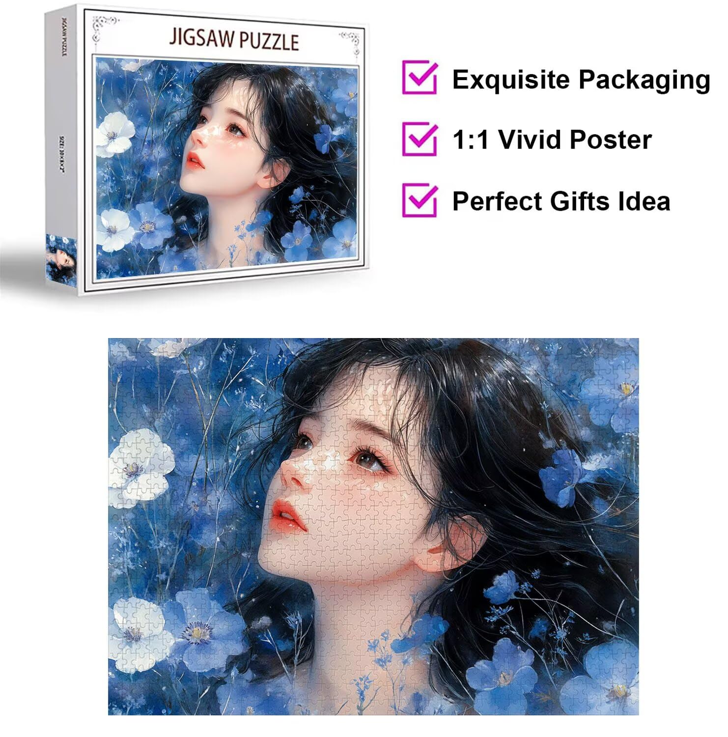 Puzzle 4000 Teile Mädchen Herausforderndes Klassische Puzzles, n-652 | Familienpuzzles, Entspannung Aktivitäten, Schwieriges Kunst Puzzle Pflanze, Impossible Herausforderndes, Geschenk für Frauen