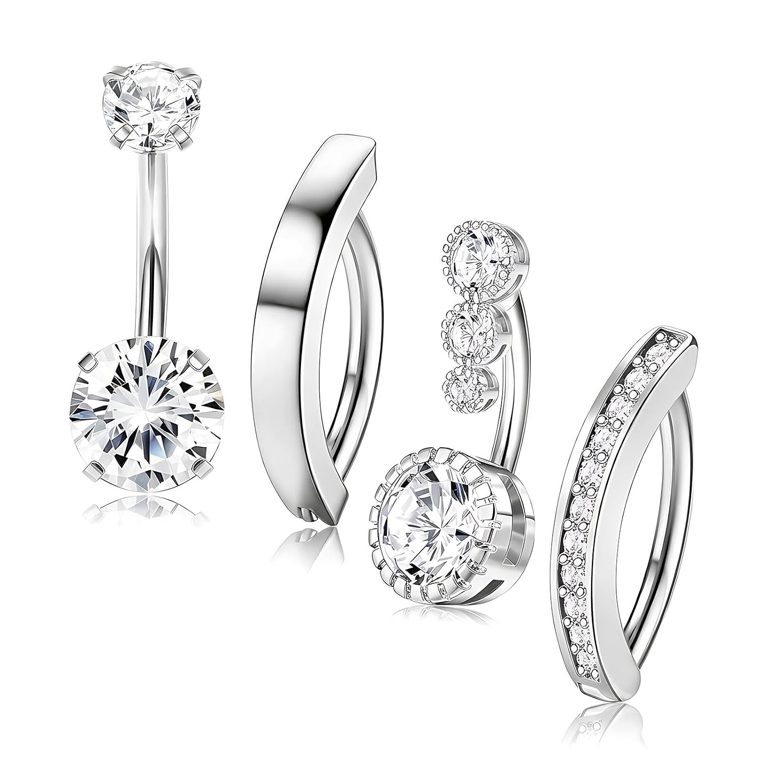 INOCEAN 4 PCS Belly Piercing Jewellery Navel Ring, Comfortable Fit, Fashionable Body Jewelry Collection for Daily Wear, St... - Review, Price and Buying Guide