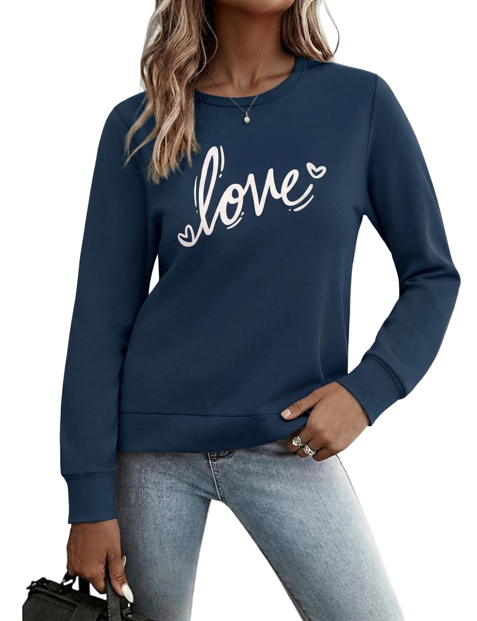 Gyabnw Damen Sweatshirt Ohne Kapuze Eleganter Pullover Mit Rundhalsausschnitt Warm Und Modisch Geeignet Für Frühling Und Herbst