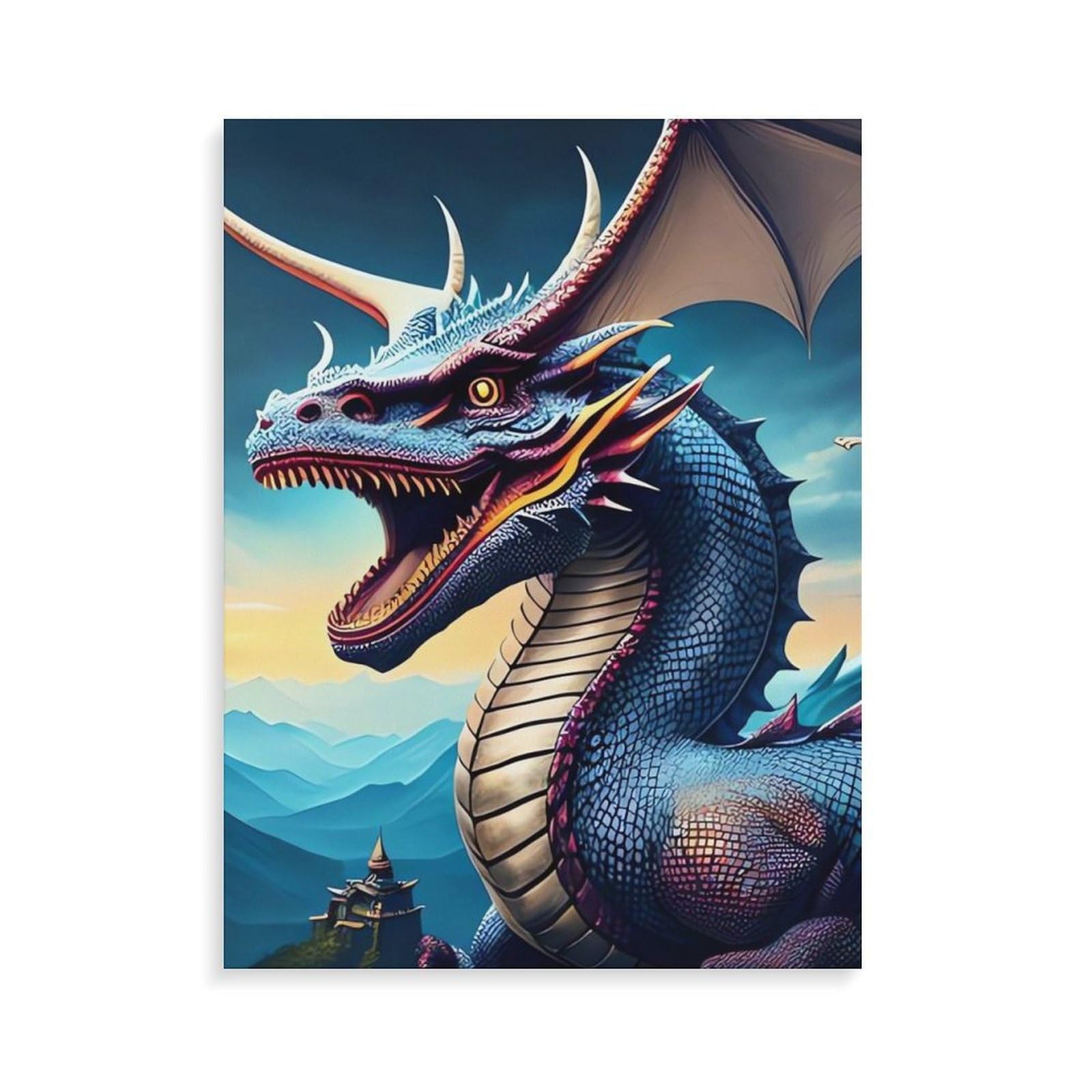 Peinture numérique dragon rugissant pour activité créative salon - 8