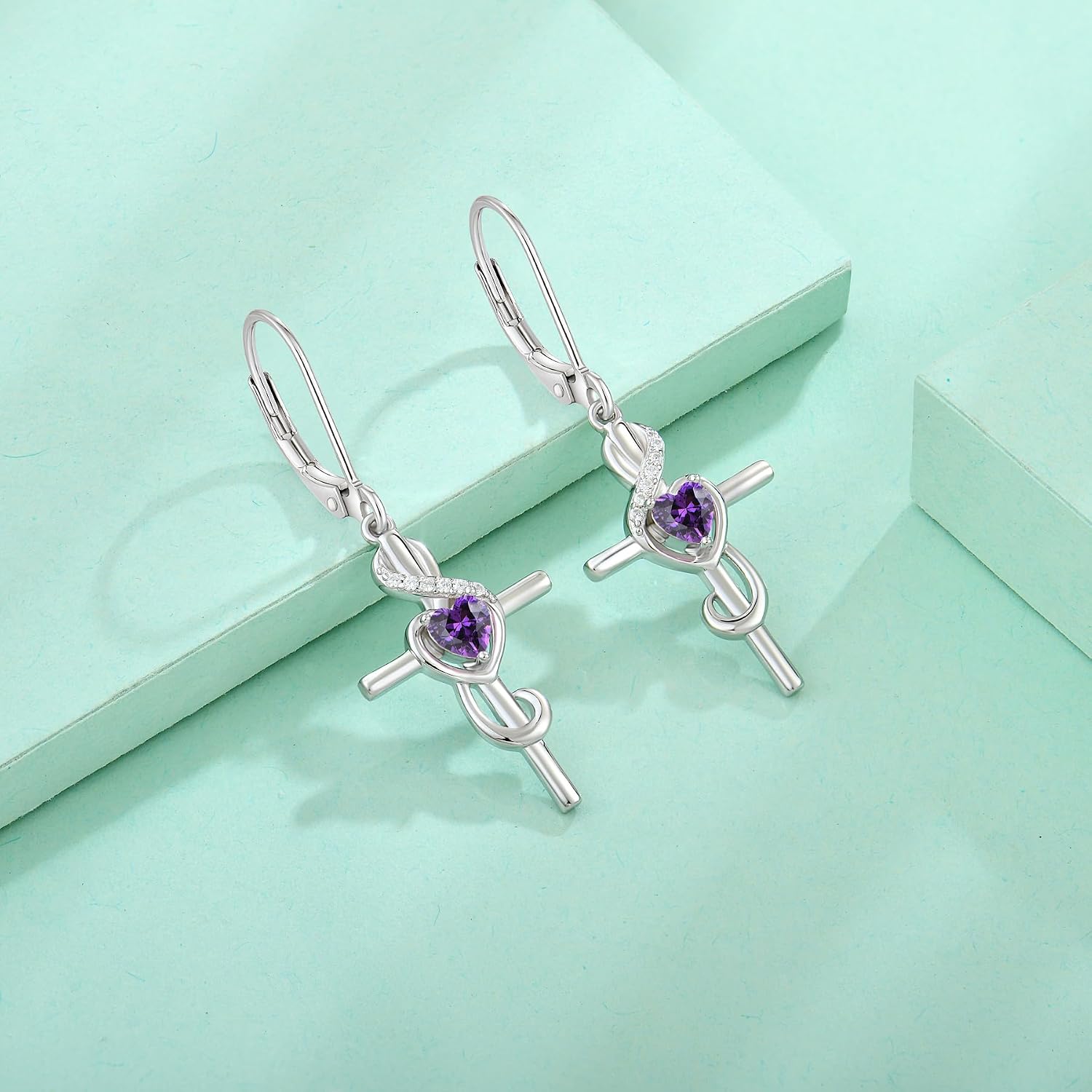 Starchenie Women's Note Cross Earrings Sterling Silver Treble Clef Leverback Earring Music Note Jewelry for Music Lover