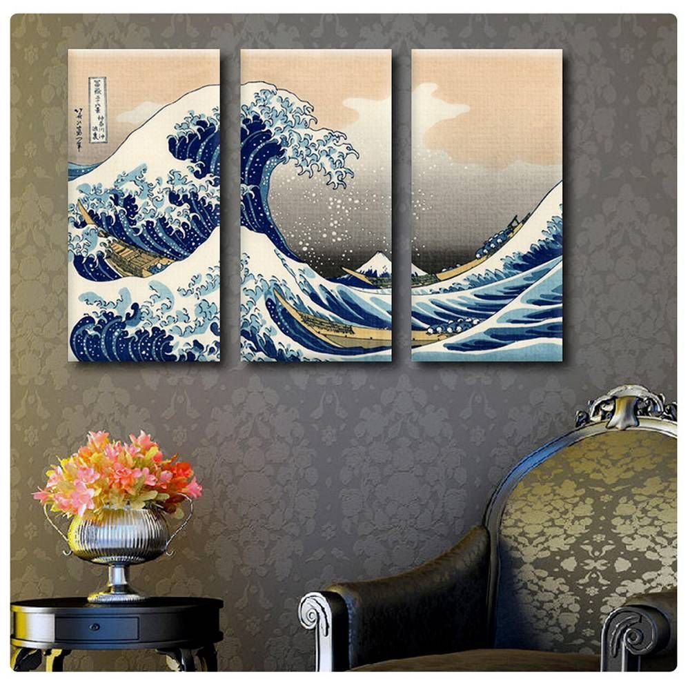 Amazon｜Alonline Art - The Great Wave 3パネル 葛飾北斎作
