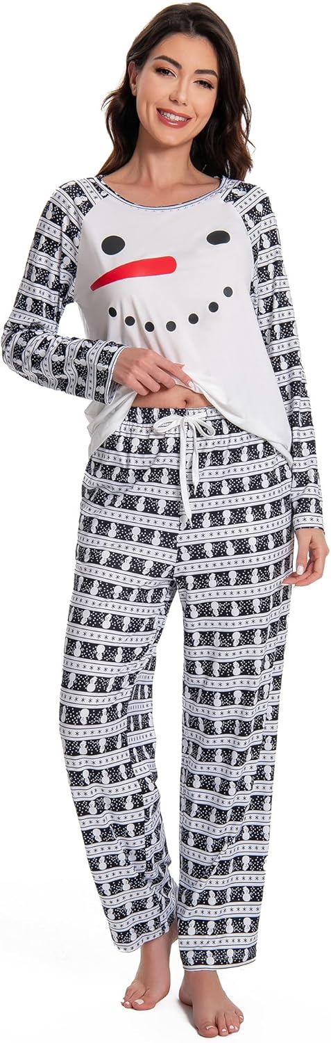 Matching Couple Christmas Pajamas Long Sleeve Tops and Pants with Pocket - Image 5