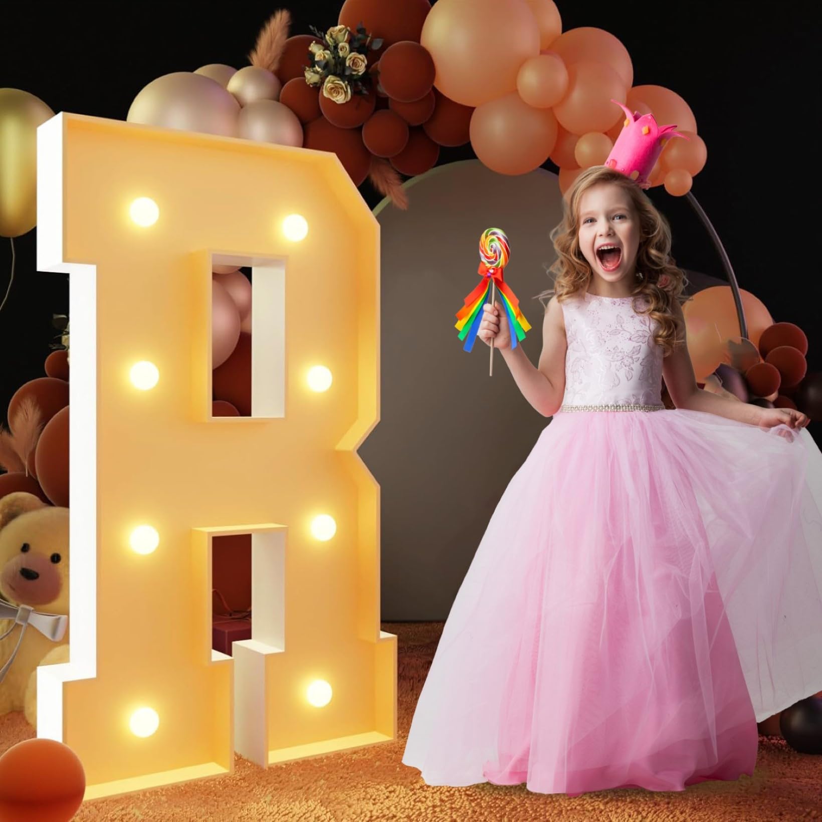 Letra R iluminada con luces LED, decoración de marquesina grande, letrero de luces de mosaico para fiesta, cumpleaños, propuesta, aniversario, boda, telón de fondo, 120 cm
