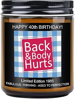 40TH Birthday Gifts for Women Men, Back Body Hurts Birthday Candles for Her Him, Funny Best Friends Brithday Gag Gifts, Lavender Scented Candles for Home