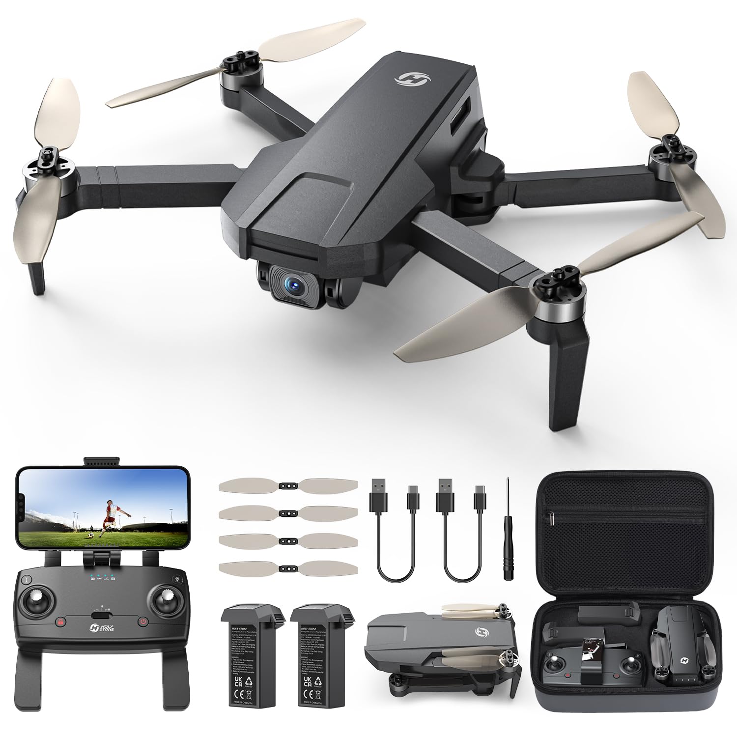 Holy Stone HS720S GPS Drone with Camera for Adults 4K Video, under 249g, 5G 2KM Tranmisson, Smart Fly, Follow Me, 2 Batteries 42-Min Flight Time, Auto Return, Beginner Friendly Mode