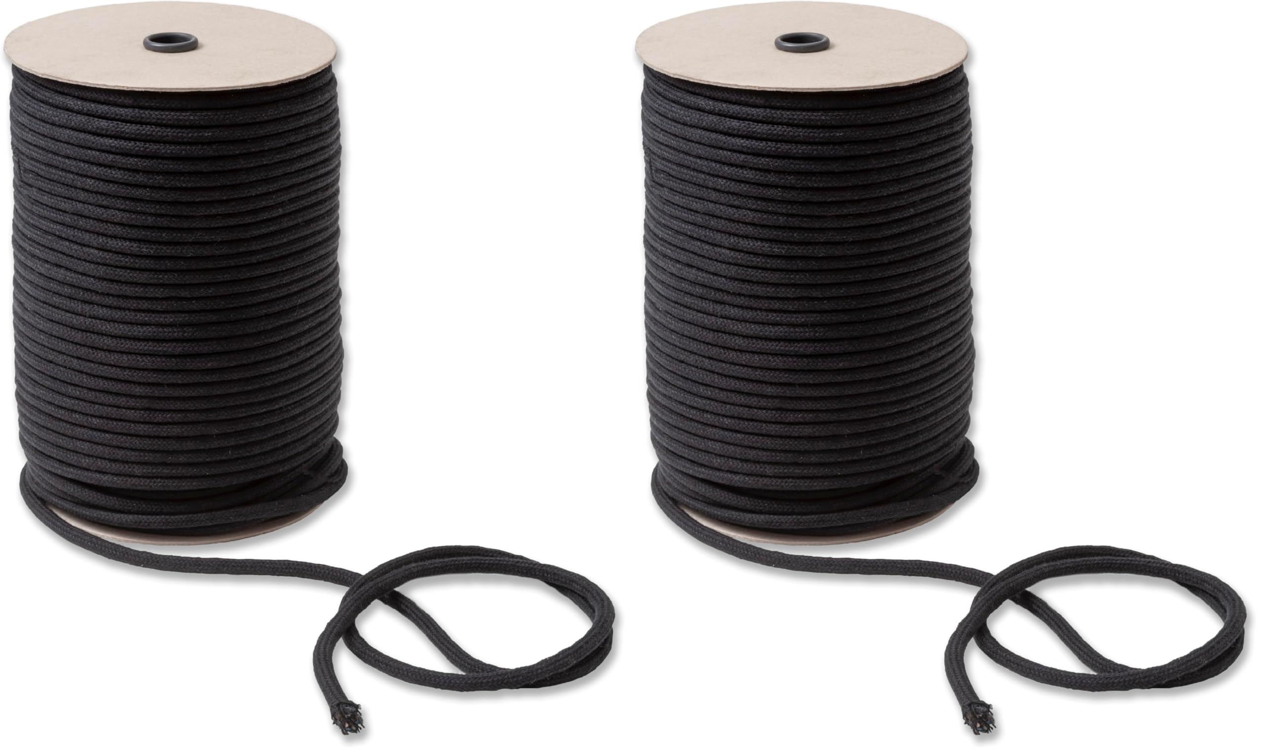 IPEA Cuerda de algodón macramé Negro – 6 mm x 100 Metros – Rollo súper Largo – Fabricado en Italia – Hilo de Coser para Manualidades, decoración, tapices y Cortinas – Cordón – 0,6 cm (Paquete de 2)