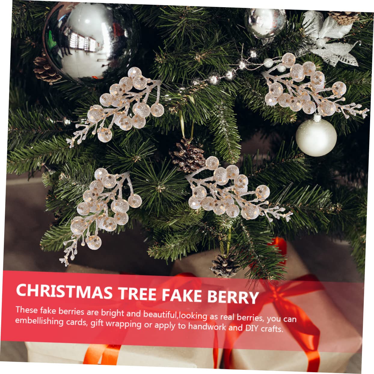 Alipis 36 Pièces Imitation De Baies De Noël Fausses Baies De Houx Arbre De Noël Artificielle Choix De Cueillette De Fleurs De Cueillette De Houx De De Mousse