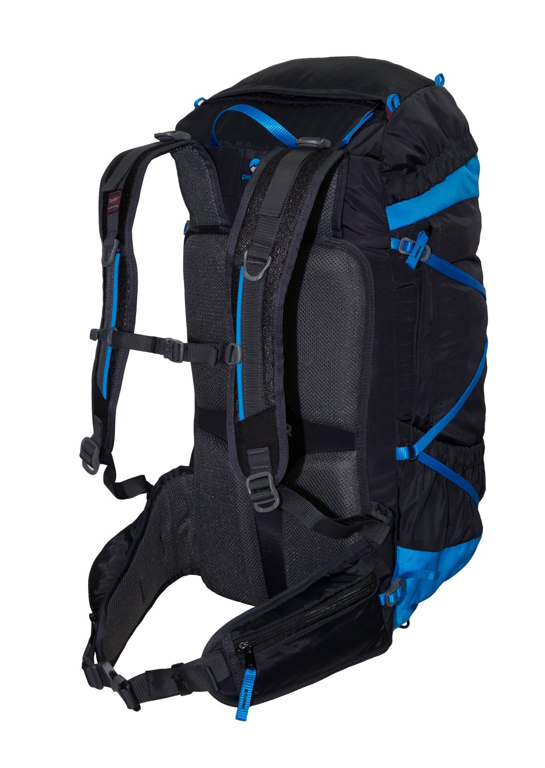 tashev Ultra Ligera 920 g. Pesado para senderismo (40 L Distance 40 Trekking Mochila con sistema de hidratación (fabricado en Europa), Distance 40L, Schwarz & Blau