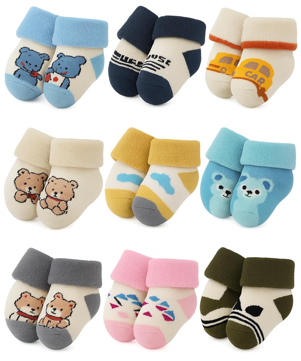 Baby Socks for Girls and Boys, 6-12 Months, Warm Winter Socks-image-18